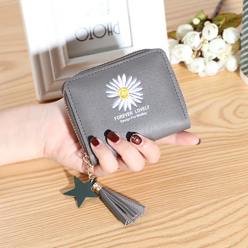 2021 new Korean wallet short paragraph Su Liu daisy card holder cute small coin purse women | Багаж и сумки
