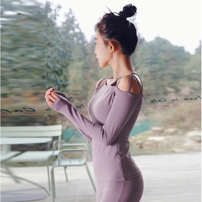 Футболка женская для занятий йогой EF топ бега с бюстгальтером Спортивная