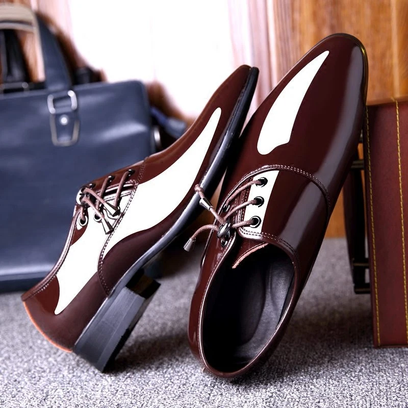 

Men Dress Shoes Spring Autumn Brand Fashion Formal Party Wedding Shiny Classic Designer Shoes Casual Pu Leather Male Dress Shoe