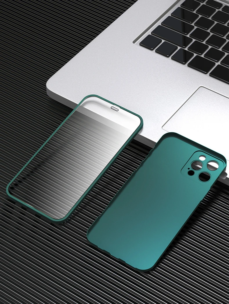 

Пленка из закаленного стекла + ПК полноразмерный чехол ультратонкая Защитная пленка для iPhone 12 Pro Max Mini 360 градусов полноразмерный чехол для т...