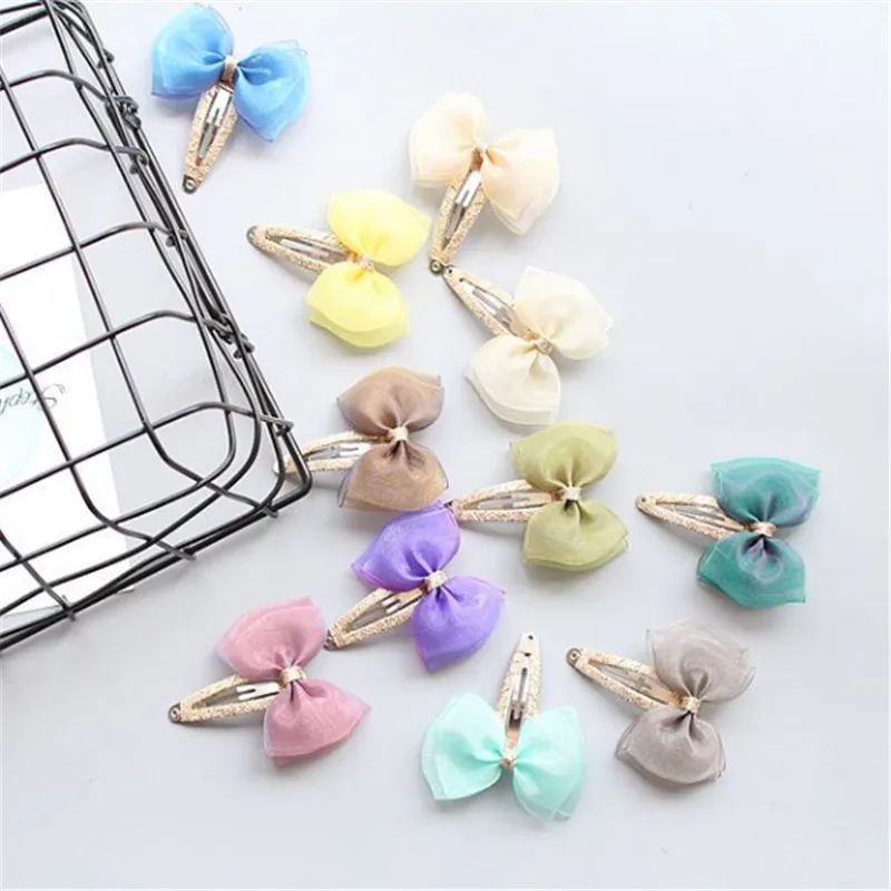 

15pcs/lot Girls Hair Bows BB Clips Colored Yarn Bow Glitter Princess Hair Barrettes Hairpins Sweet Hairgrips Hair Accessories