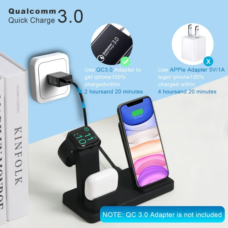 

3 In 1 Wireless Charger Wireless Charging Station For AirPods Pro For IPhone 11 Pro Max Xs Max Xs XR X 8 8 Plus Wholesale