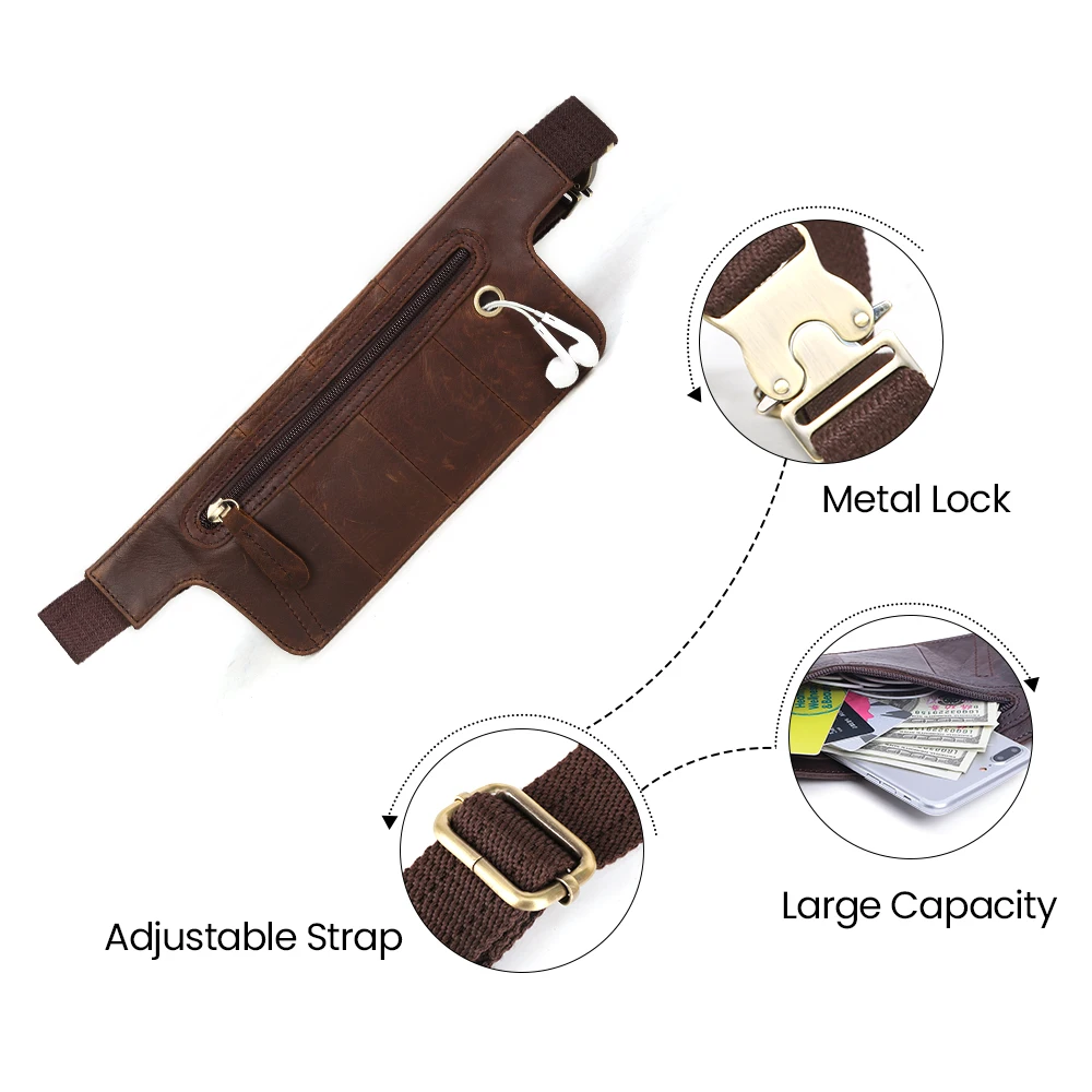 Мужская и Женская поясная сумка JOGUJOS из натуральной кожи нагрудная через плечо с