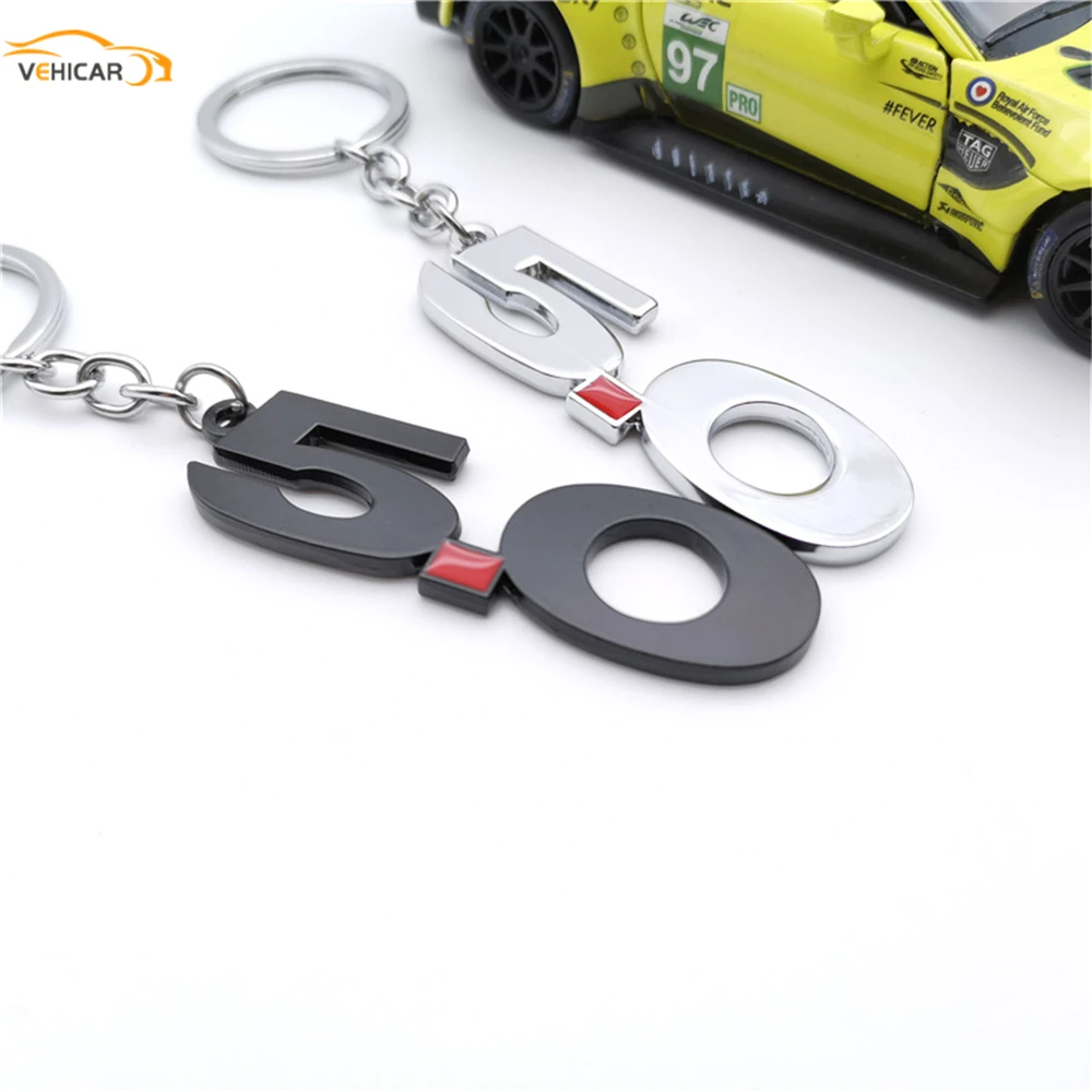 

VEHICAR Double-Side Alloy Keychain Pendant For Mustang 5.0 Auto Sports Cars Hobby DIY