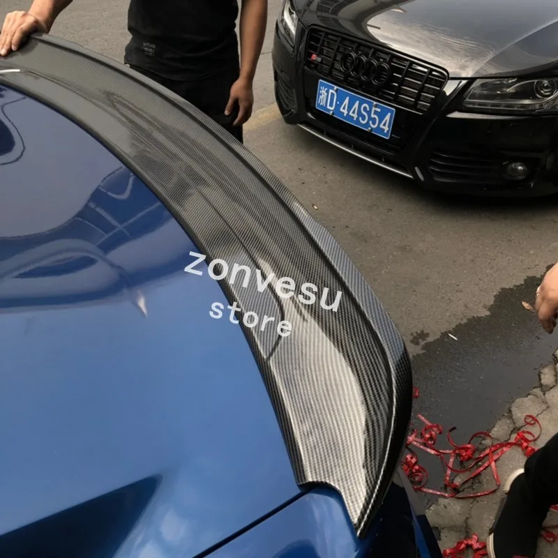 

Use For Ford Mustang 2015--2020 Year Spoiler ABS Plastic Carbon Fiber Look Rear Trunk Wing Car Body Kit Accessories