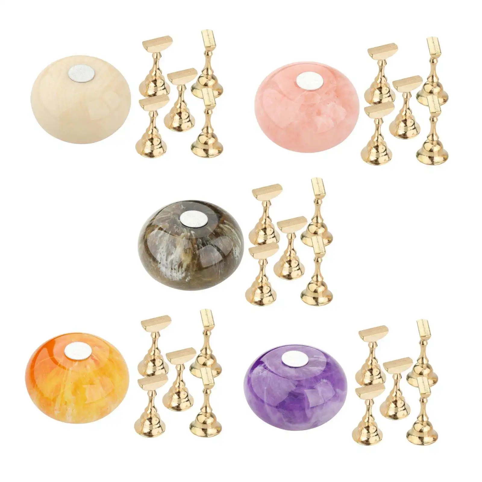 

Nail Art Practicing Base with 5 Nail Tip Holders Kit, Manicure Display Practice Stand Shelf