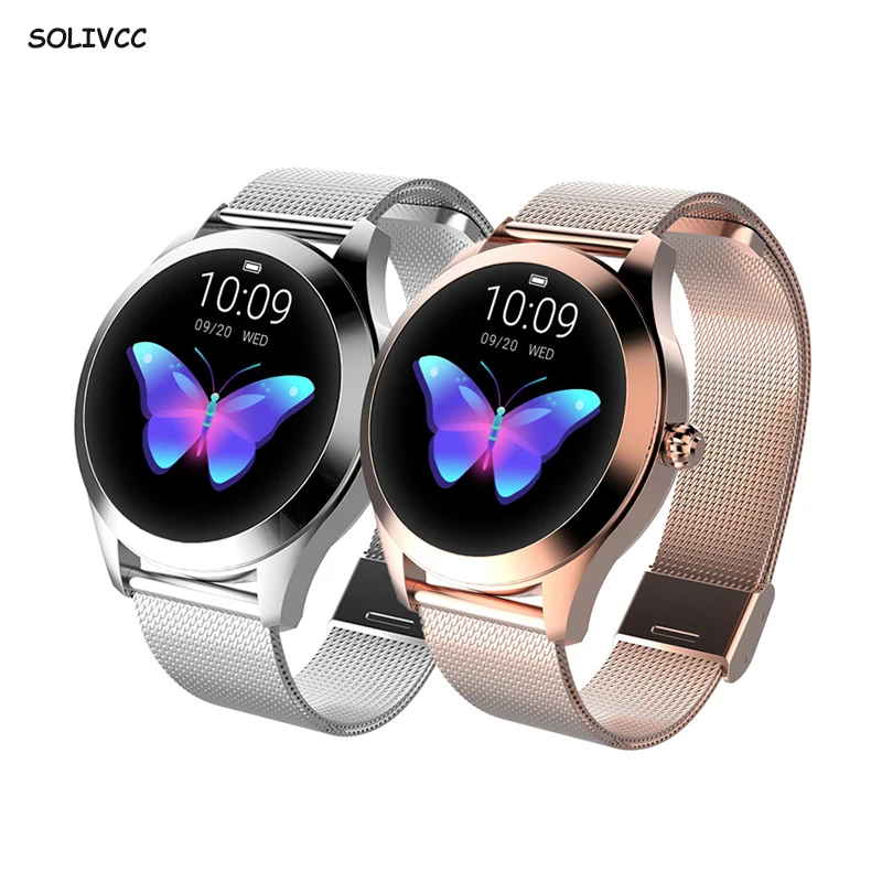 

IP68 Waterproof Smart Watch Women Lovely Bracelet Heart Rate Monitor Sleep Monitoring Smartwatch Connect IOS Android KW10 Band