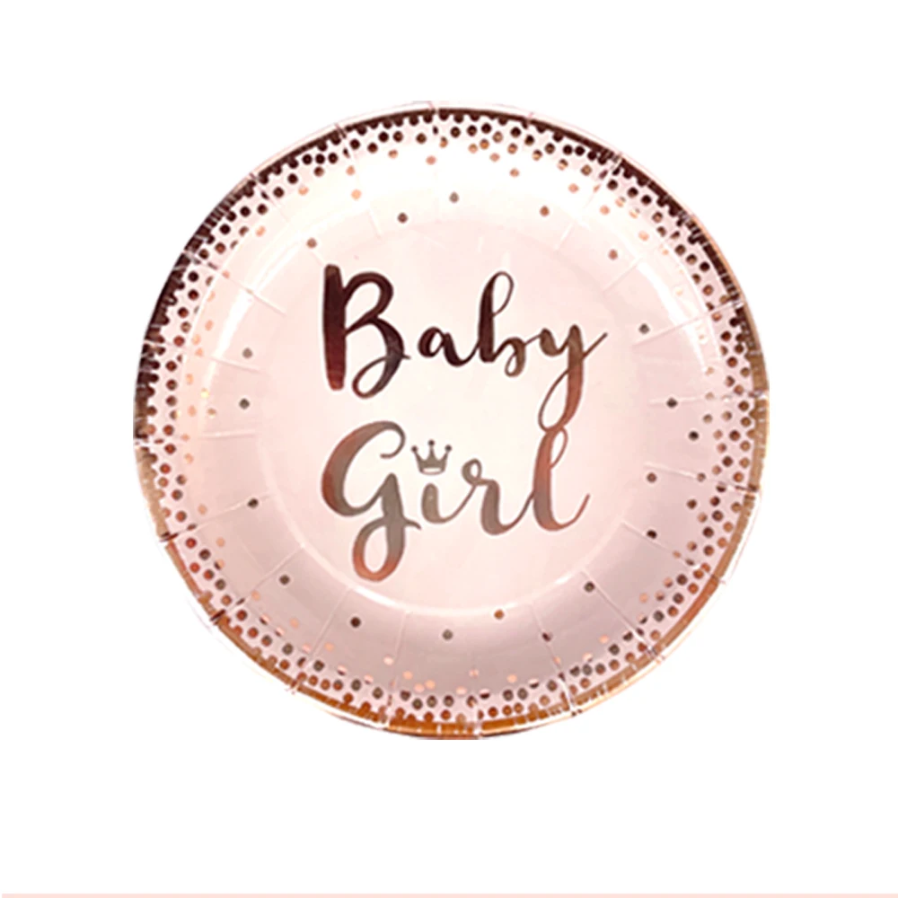 Одноразовые бумажные тарелки и салфетки розового золотого цвета 20 шт. | Дом сад