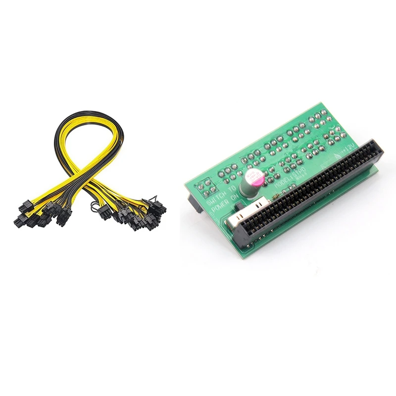 

Блок питания для сервера, 6 контактов, 12 В, GPU/PSU, коммутационная плата и 9 шт. 18AWG, 6 контактов до 6 + 2 контактов, силовые кабели для майнинга
