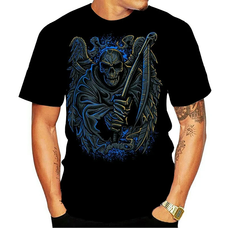 

2021 New Skull T-shirt Tee Personalized Casual Men's and Women's T-shirt Tops Streetwear T-shirt Tops