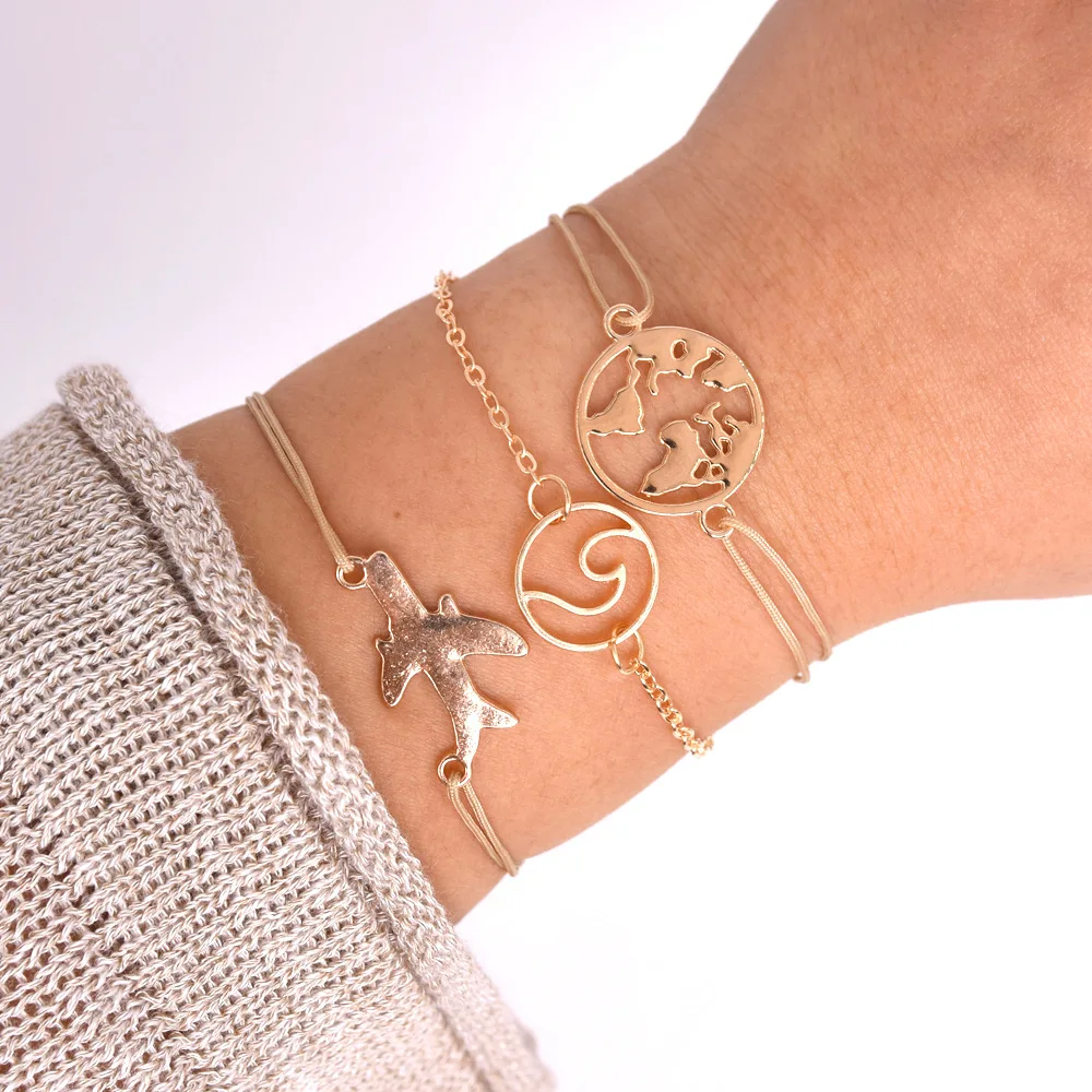 Европа и Соединенные Штаты ювелирные изделия модные Карта мира браслет волна