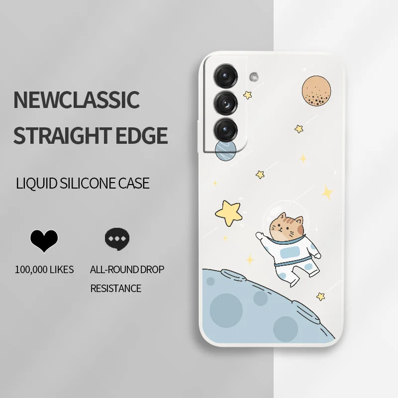 Little Cat Phone Case For Samsung Galaxy S22 S21 S20 FE S10 Note 20 10 Ultra Plus A72 A52  A32 A31 A21S 4G 5G Silicone Cover