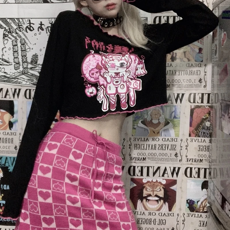 Женский черный топ Новинка весна осень 2021 модная свободная футболка в Корейском