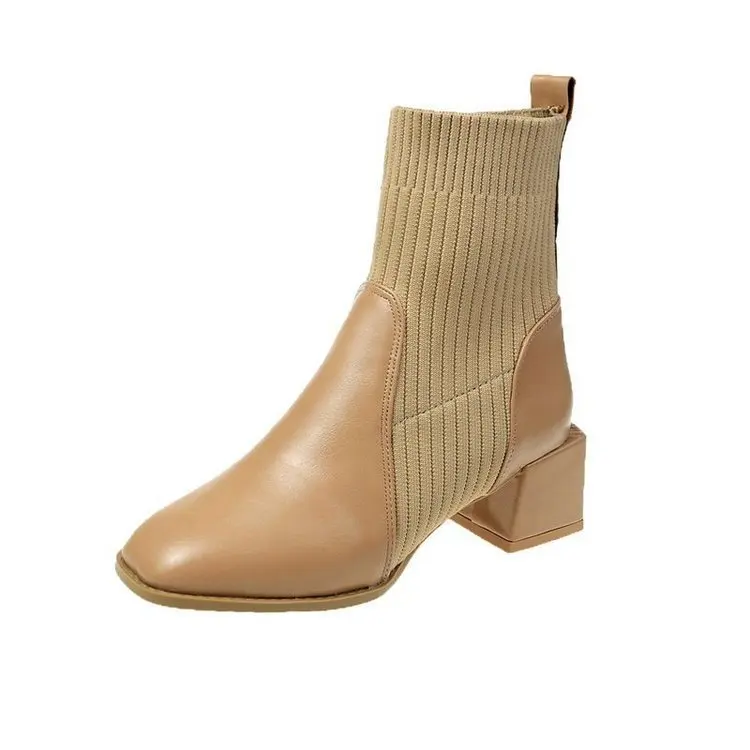 

Женские ботинки-мартинсы на толстом каблуке, с квадратным носком