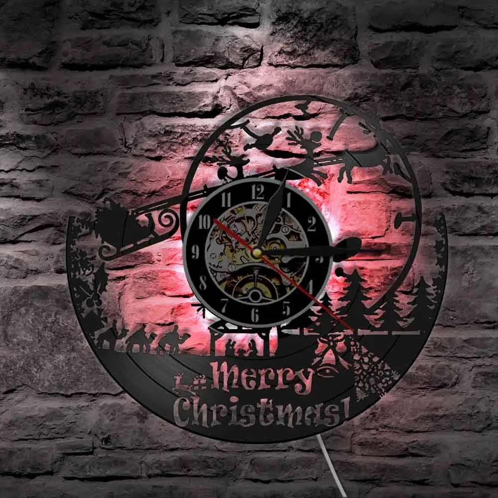 Счастливого Рождества бесшумный механизм виниловая запись настенные