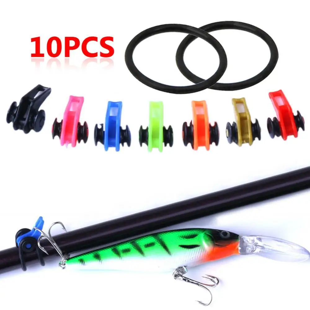 

40% Discounts Hot! 10Pcs Adjustable Fishing Rod Hook Keeper Lure Bait Jig Holder with Rubber Rings