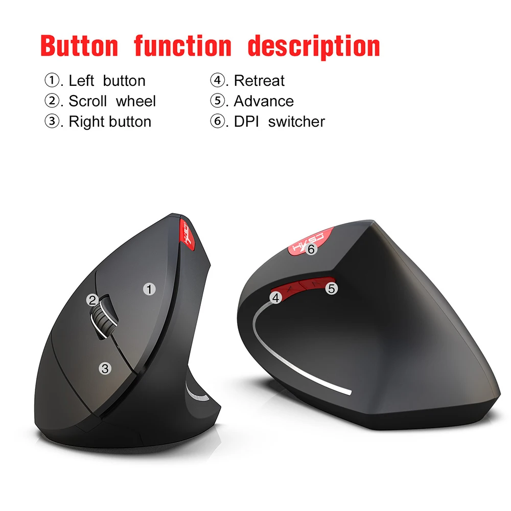 Bluetooth Вертикальная мышь Эргономика 800/1600/2400DPI Предотвращение ручная игра офисные