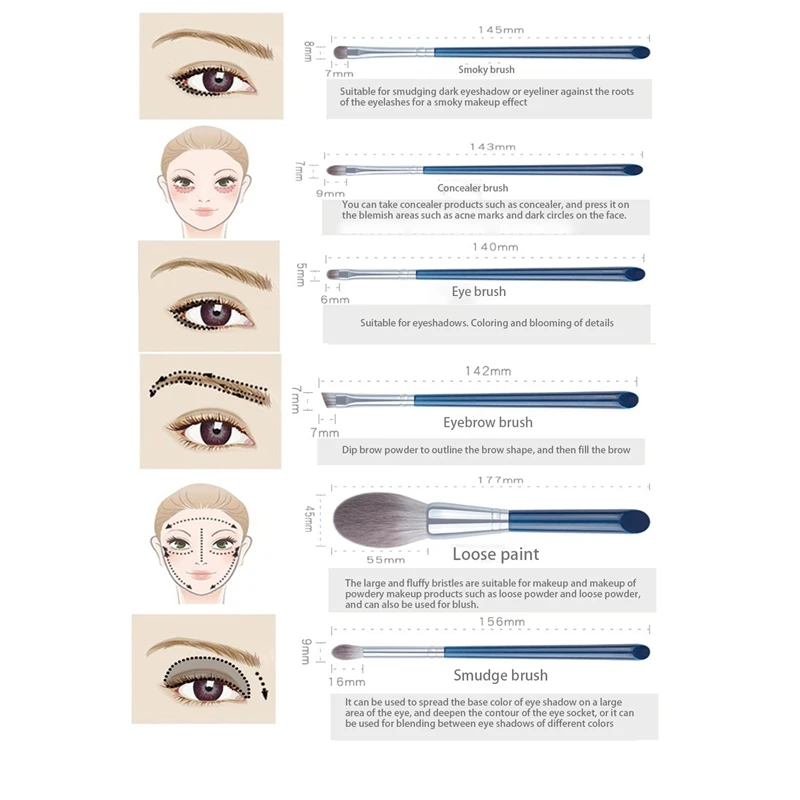 

11Pcs Azure Makeup Brushes Set Foundation Powder Blush Eyeshadow Concealer Lip Eye Make Up Brush Cosmetic Brush