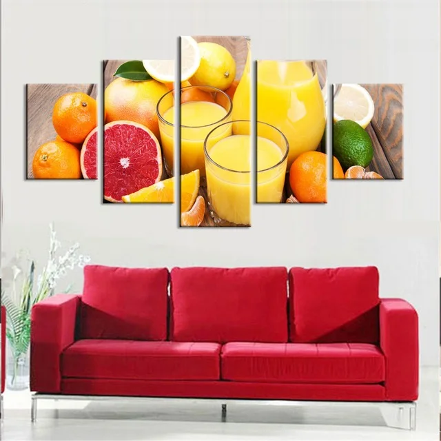 Canvas Paintings Posters 9 Colorful Table Fruit Food Wall Art Framework Home Decor 5 Pieces Print Decorative Picture Living Room | Дом и сад