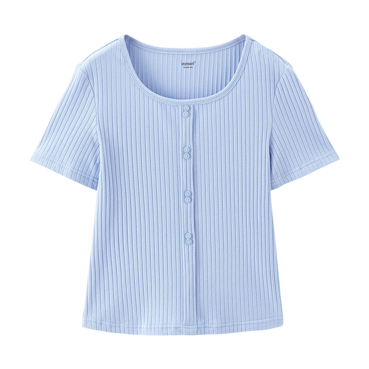 

INMAN Knitted T-Shirt Women's Short Sleeve Solid Color 2021 Summer New Arrival Slim Top Bottom Shirt