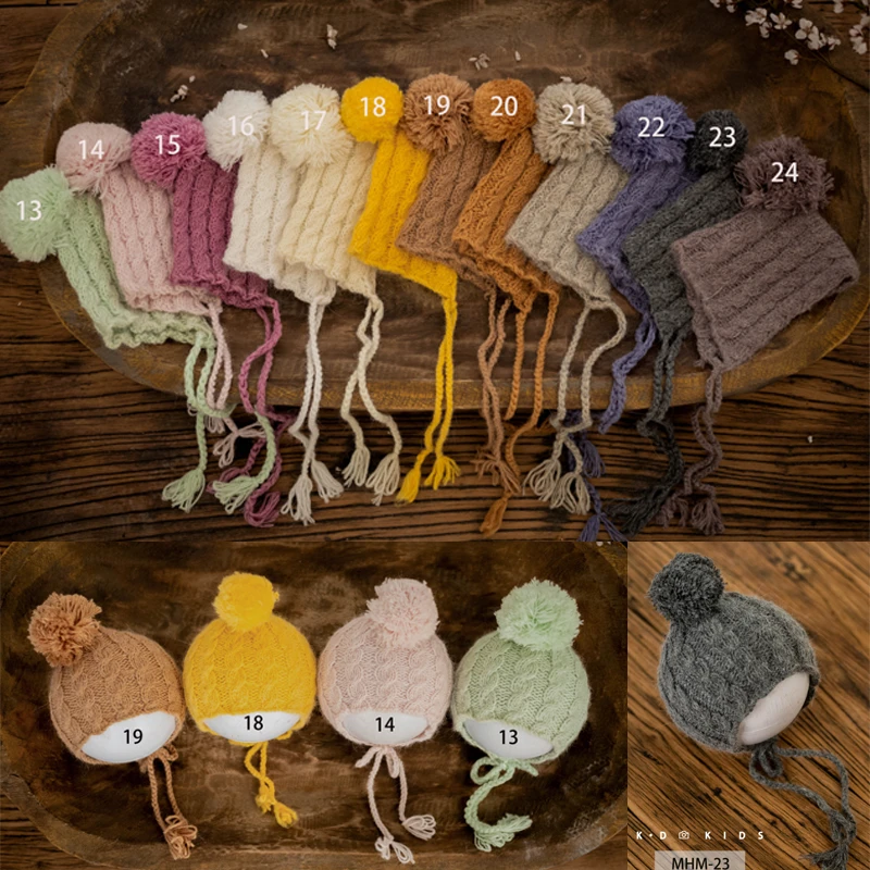 Dvotinst Newborn Photography Props Baby Soft Knit Handmade Cute Ball Bonnet Hats Fotografia Accessorio Studio Shoots Photo Props