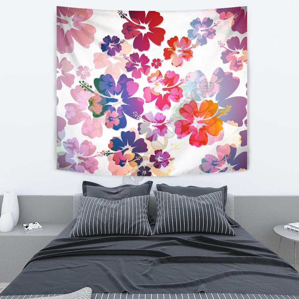 COLORFUL ALOHA FLOWERS WALL TAPESTRY 3D Printed Tapestrying Rectangular Home Decor Wall Hanging colorful skull and floral tapestry pink wall hanging flowers printed wall carpet decorative tapestry