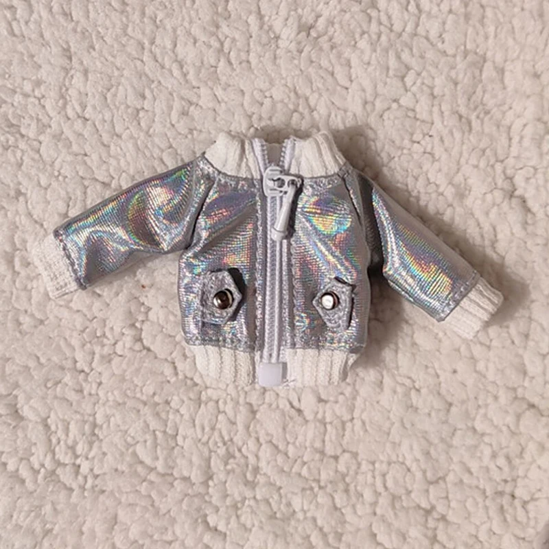 

New bjd Doll Clothes Colorful laser jacket leather Coat pants for ob11,obitsu 11,1/12bjd doll clothes accessories for dolls