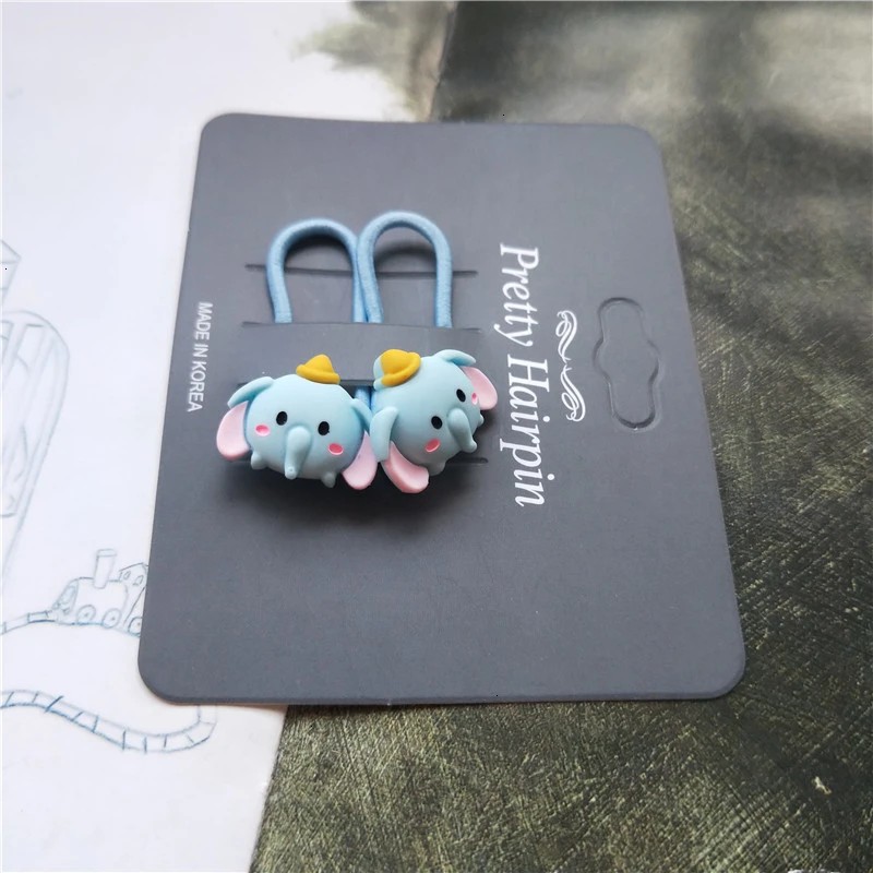 

2PCS New Cute Cartoon Elephant Tiger Princess Headwear Kids Elastic Hair Bands Children Ropes Girls Accessories Baby Headdress