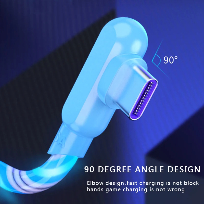 

5A Flowing Colors LED Glow USB Charger Micro USB Type C Data Cable for iphone Samsung Android Charge Wire Cord