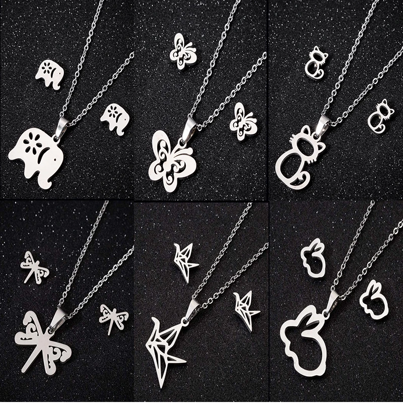 Серьги с животными из нержавеющей стали для женщин и девочек минималистичные