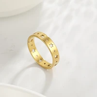 cooltime womes ring hollow pentagram stars stainless steel gold steel color rings jewelry 2022 trend birthday wedding gift