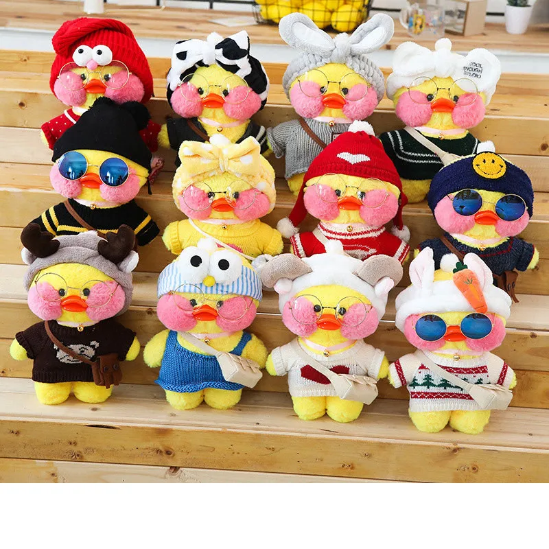 

30cm Kawaii Plush Toy Duck Lalafanfan Duck Stuffed Animal Soft Doll Coffee Yellow Ducks Creative Birthday Gift for Girl Children