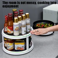 360 degree rotating 2 tier spices fruit tray turning table rotatable desktop storage shelf home kitchen storage rack stand