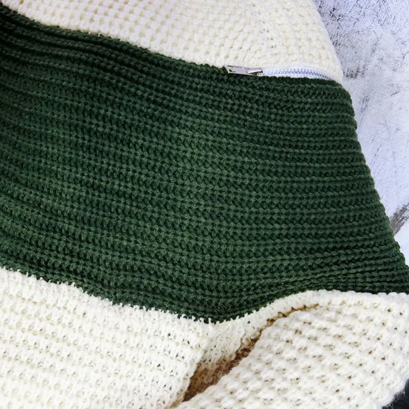 

XUXI 2020 New Streetwear Mid-length Knitwear Contrast Sweater Plus Size Hole Pullover Women Fashion Trend Women Clothes FZ0588