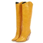 Новинка 2020 года; женские сапоги до колена; сезон осень-зима; ковбойские сапоги в европейском стиле; женская обувь; модные сапоги; большие размеры 34-48