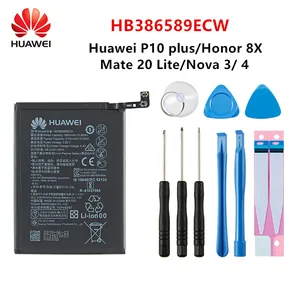 hua wei 100 orginal hb386589ecw 3750mah battery for huawei p10 plus honor 8x view 10 v10 mate 20 lite nova 3 4 batteries tools free global shipping