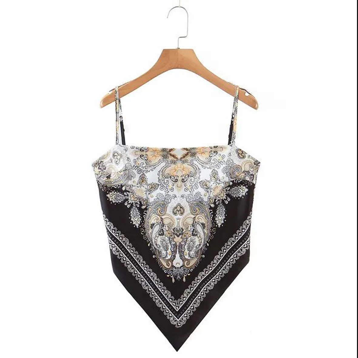 

Новый стиль, Женский Ретро, с цветочным принтом, сексуальный, на тонких бретельках, шикарные жилеты, для женщин, летняя лямка через шею, банты...