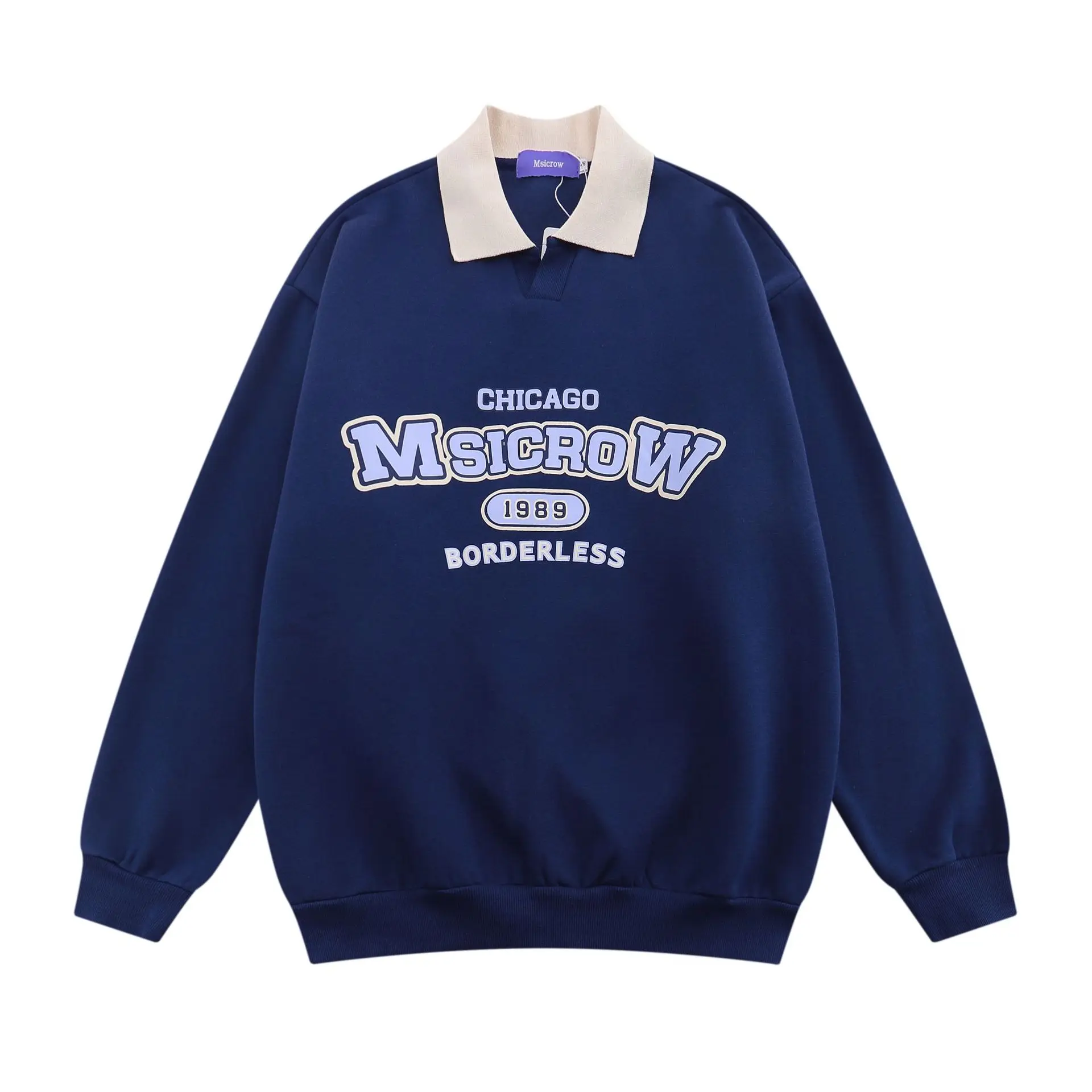 

Новинка осенне-зимняя брендовая ретро-поло с воротником ленивый ветер повседневная толстовка с капюшоном для мужчин и женщин из натурально...