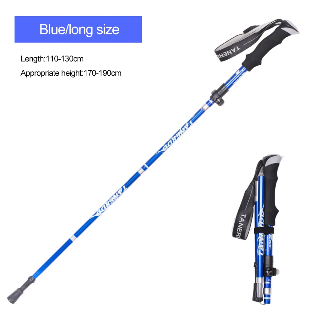 130cm blue Vertvie открытый складной треккинговые палки Скандинавская трость для пеших прогулок АНТИШОК Регулируемый алюминиевый сплав альпеншток - Цвет: 130cm blue