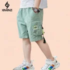 Шорты для мальчиков, летние свободные штаны, подростковые брюки, шорты, повседневные короткие брюки-карго для мальчиков, Детские хлопковые штаны с эластичным поясом XXZ78