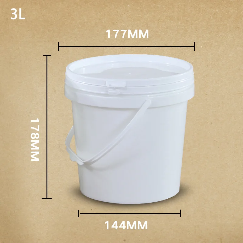 3L white 5 шт./лот пустой пластиковый контейнер 3 литра ведро с крышкой и ручкой пищевой полипропиленовый материал бутылки - Цвет: 3L white