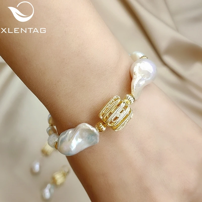 XlentAg натуральный белый барочный жемчуг браслет галактика угол юбилей любовь для