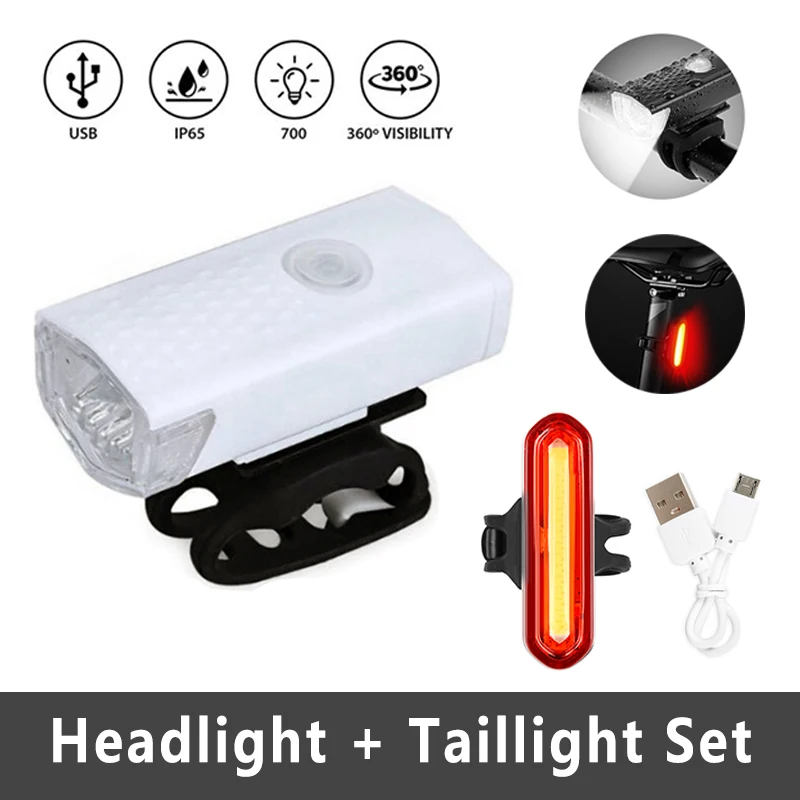 

Bicycle Light Waterproof USB Rechargeable Bike Lights Front Rear Light LED Cycling Lamp Bicycle Head Tail Light Bike Accessories