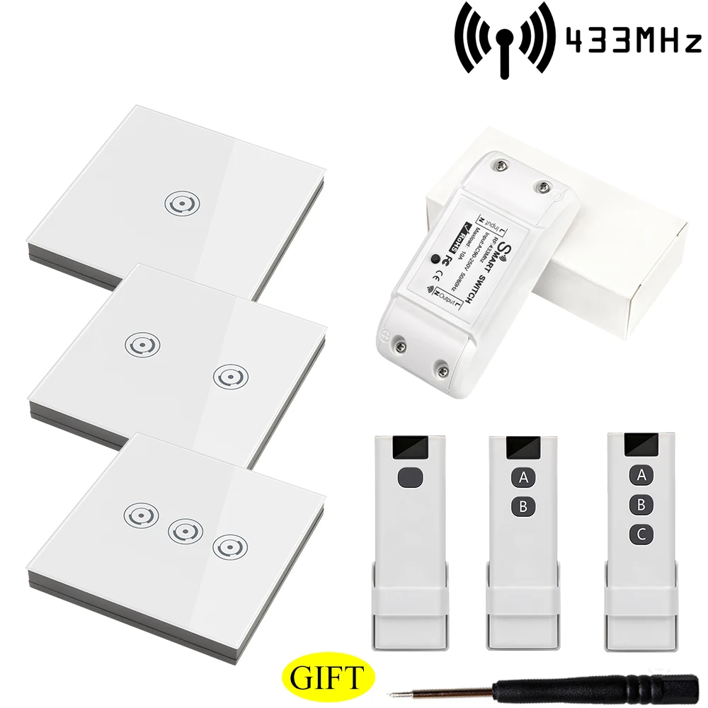 

Rf Touch Button Wall Switches 433MHz Light Switch Wireless Remote Control Ac 110v 220v 10a Relay Module for Smart Home Fan Lamp