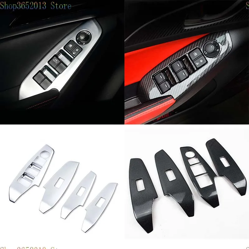 

Auto Accessories Fit for Mazda3 Axela 2014-2018 ABS Matte+Carbon Fiber Style Car Door Window Lift Regulator Cover Trims 4pcs