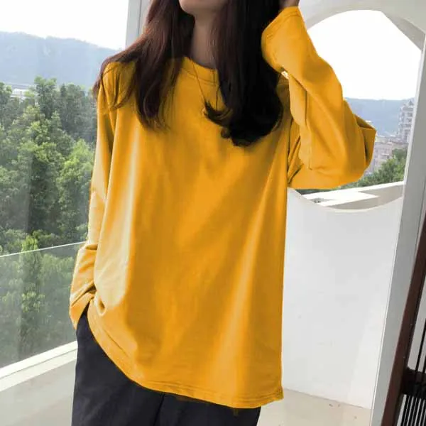 MaY 3352 huang Harajuku Vintage t shirt Ulzzang Girlfriends kawaii rainbow stripe t-Shirts autumn Women Casual Loose long Sleeve pink Top Femme - Цвет: MaY 3352 huang