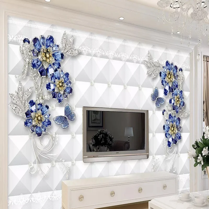 Большие настенные 3D обои на заказ современные креативные модные украшения цветы