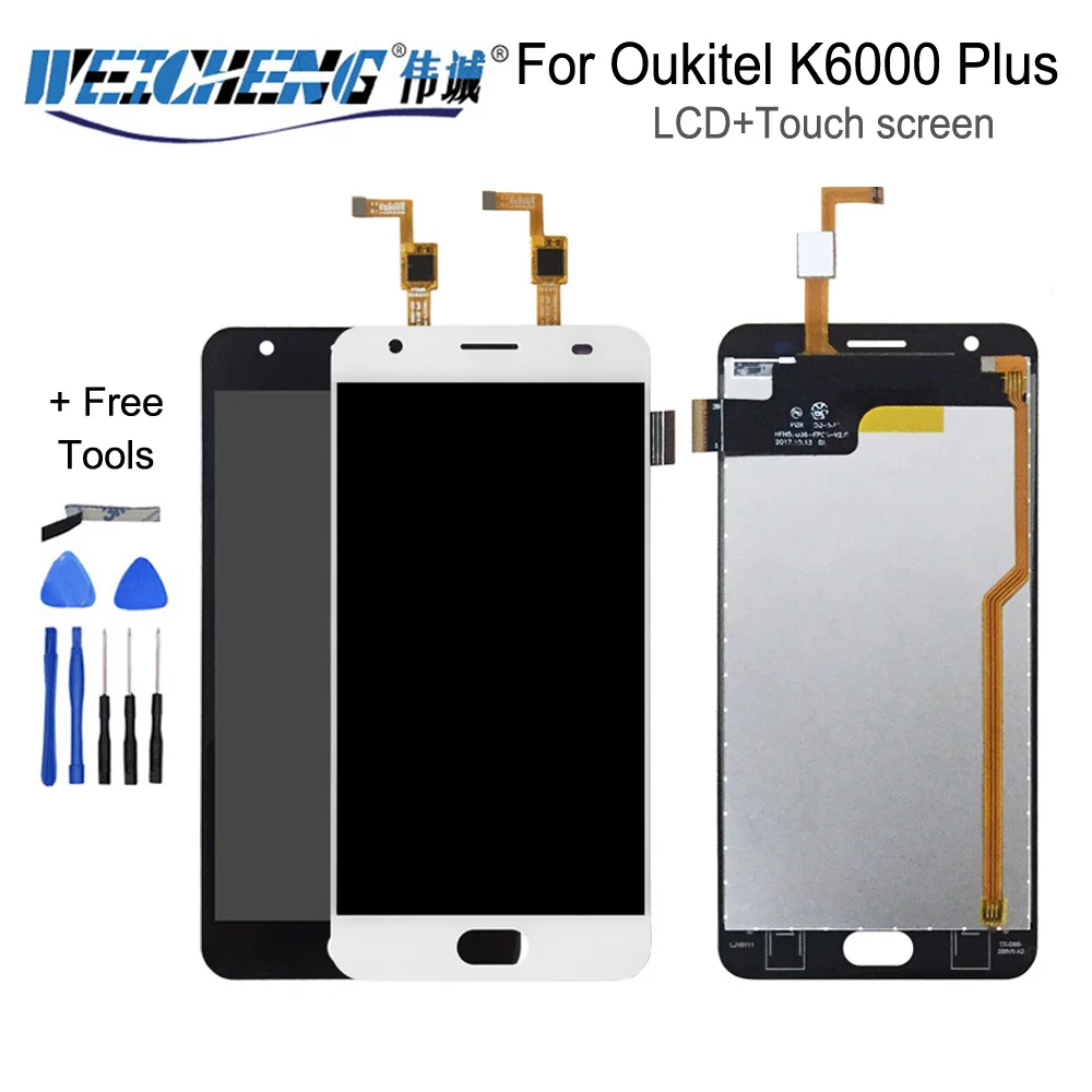 ЖК дисплей 5 дюйма для Oukitel K6000 Plus сенсорная панель дигитайзер в сборе запасные