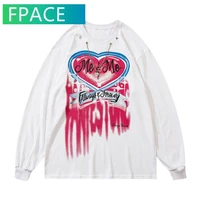 fpace streetwear tees shirts graffiti heart print chain tshirts hip hop loose cotton harajuku casual fashion t shirt tops