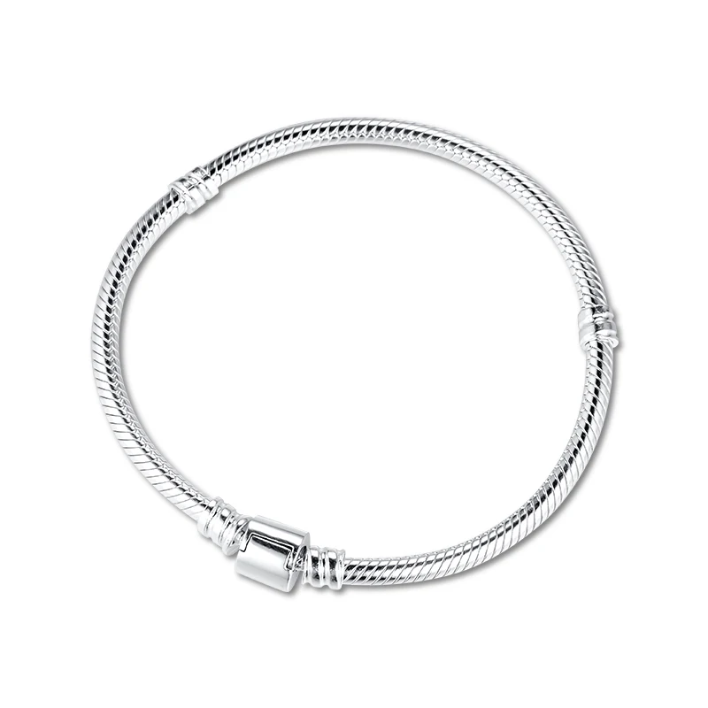 

Bracelet For Women Barrel Clasp Snake Chain Bracelets 925 Sterling Silver Jewelry Femme Pulseira Plata de ley Armband